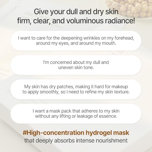 mixsoon Bean Collagen Hydrogel Mask Hydration All-In-One Firming, Soothing Gel Formula Face Mask for Radiant, Smooth Skin Stocking Stuffers 35g / 1.18 fl.oz. (5ea) Korean Glass Skin Care