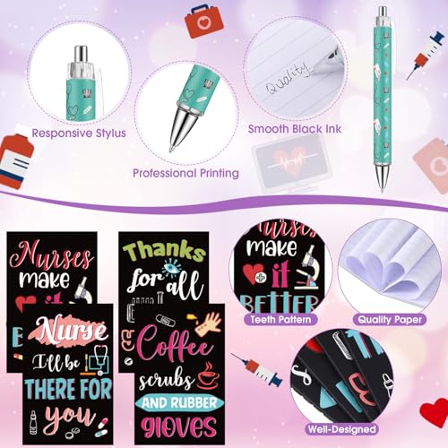 Fulmoon 40 Pcs Nurse Appreciation Gifts Thank You Gifts Bulk Novelty Socks Makeup Bags Keychains Notebooks Ballpoints(Colorful, Nurse)