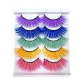 Colored False Lashes 3D Faux Mink Fake Eyelashes Fluffy, Halloween Party Makeup Tools 17-20mm 5 Pairs Colorful Pink Lashes Pack (Five colours)