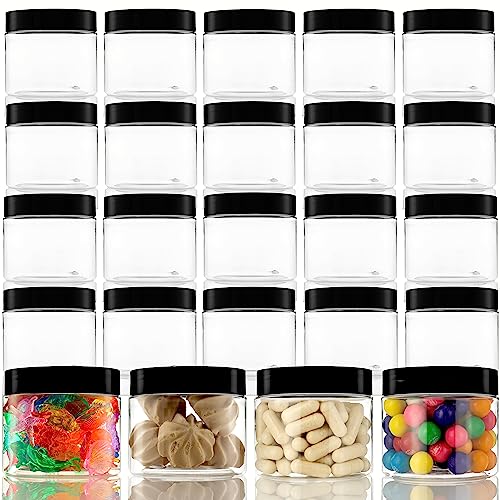 Small Plastic Containers With Leads - 5 OZ Small Jars with Lids - 24 Pack - Great as Travel Containers for Creams, Cosmetic - Leak Free