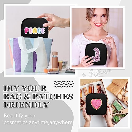 Giesiery 16 Pcs Black Makeup Bag Bulk Mini Nylon Cosmetic Bag Blank DIY Craft Zipper Pouches for Makeup Cosmetic Toiletry Stationary Storage Purse Preppy Party Favors