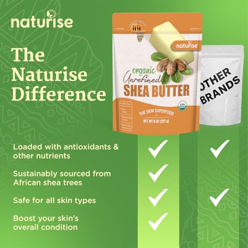 African Shea Butter Raw Organic, Pure Shea Butter Raw Organic for Skin and Hair, Shea African Butter Skin Moisturizer, Raw Shea Butter Without Artificial Fillers & GMOs, 8 oz