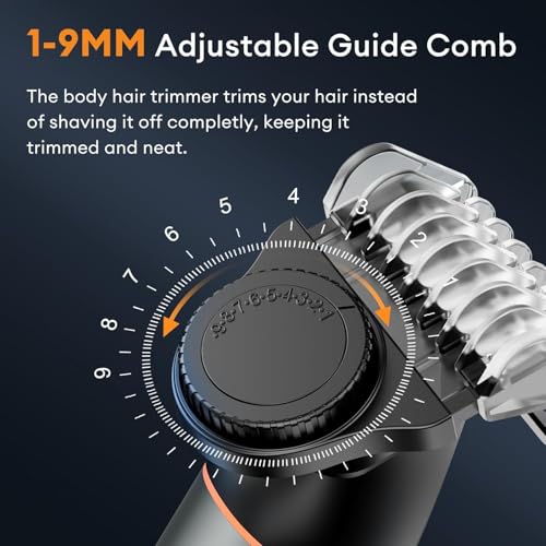 Body Hair Trimmer for Men - kensen 3-in-1 Beard Trimmer for Men, Manscape Men's Groin & Pubic Hair Trimmer IPX6 Waterproof Wet/Dry Hair Clippers for Mens Rechargeable Electric Razor for Mens (Gray)