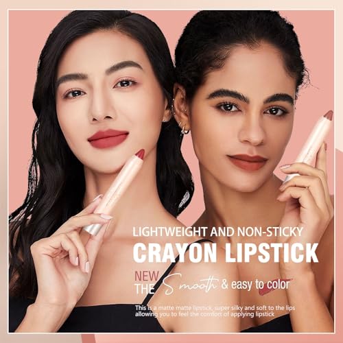6 Pcs Sheer Matte Lip Liner Lipsticks Set with Retractable and Long-Lasting Lip Crayon Lipstick for Gift Women Makeup