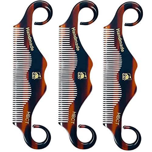 GBS 3 pk HBCT- Handle Bar Style - 5 1/4" Long - Anti Static No Cling No Snag Smooth Edges - Hand-Made of Quality Cellulose Acetate, Saw-Cut & Hand Polished