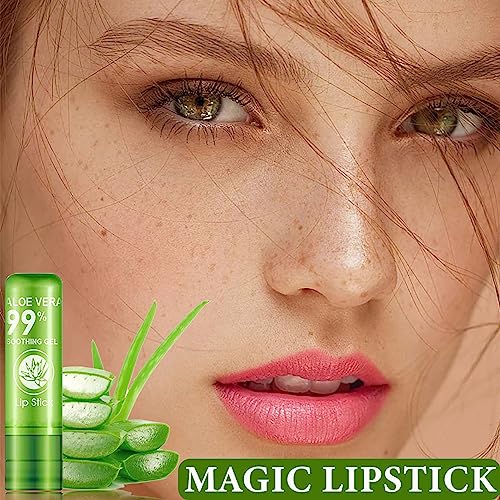 5 Pcs Aloe Vera Color Changing Lipstick for Women - Long Lasting Moisturizing Lip Gloss, Tinted Balm, Magic Temperature PH Changing Lip Stick