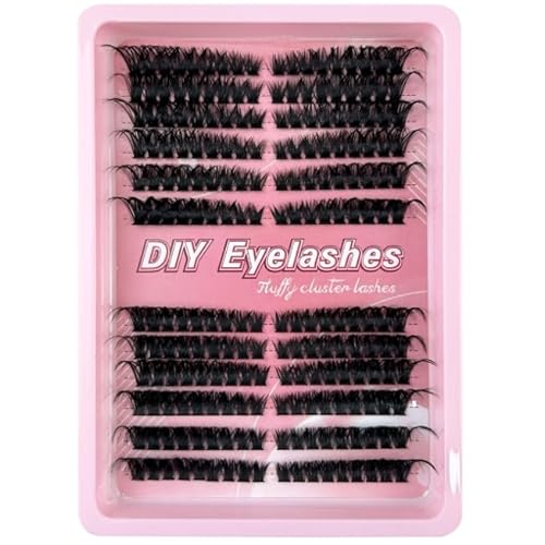 Lash Clusters Kit - Stunning Natural Black 60D 80D Volume Eyelash Extensions, 216 Pcs Individual Lashes 8-16mm, D Curl Thick Cluster Lashes for Gorgeous Eyes (80D)