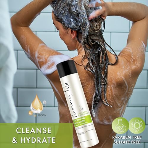 Sunny Isle Avocado & Collagen Hydrating Shampoo 10.1oz | Biotin, Jamaican Black Castor Oil Infused | Anti-Breakage Growth Formula | Smooths, Strengthens