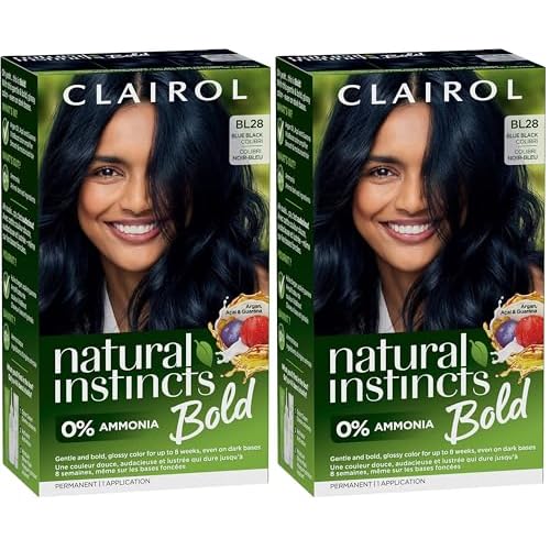 Clairol Natural Instincts Bold Permanent Hair Dye, BL28 Blue Black Colibri Hair Color, Pack of 2