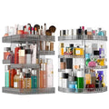 Makeup Organizer 360 Rotating Cosmetic Organizer, 2PCS DIY Adjustable Makeup Carousel Spinning Holder Rack, Large Capacity Cosmetic Display Cases Vanity Countertop Fits Makeup Brushes Lipsticks (Grey)