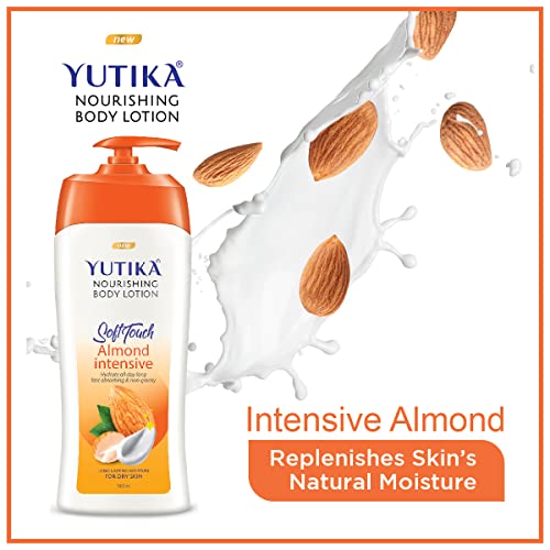 Yutika Soft Touch Nourishing Body Lotion For Women And Men, All Day Long Lasting, Non Greasy, Fast Absorbing Lotion for Dry & Normal Skin (Almond, 16.90 Fl Oz)