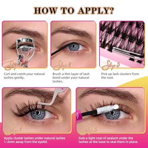 Lash Clusters 320PCS Individual Lashes D Curl Eyelash Clusters Mixed Length Cluster Eyelash Extensions Clusters Lashes with Thin Band Soft False Eyelashes DIY at Home(60D+80D,D-Mix9-16mm)