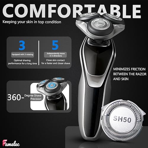 Upgrade Replacement Heads for Norelco 5000 Replacement Blades, New SH50 Shaving Heads Compatible with Norelco Replacement Heads Series 5000 (S5xxx), Double Blades for Electric Razor for Men