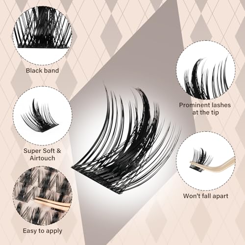JMS&JMS Lash Clusters Eyelash Clusters 8-18MIX CC Curl Cluster Lashes Soft Wispy Lash Clusters Natural Look DIY Lash Extension At Home(California Sunset-8-18MIX)