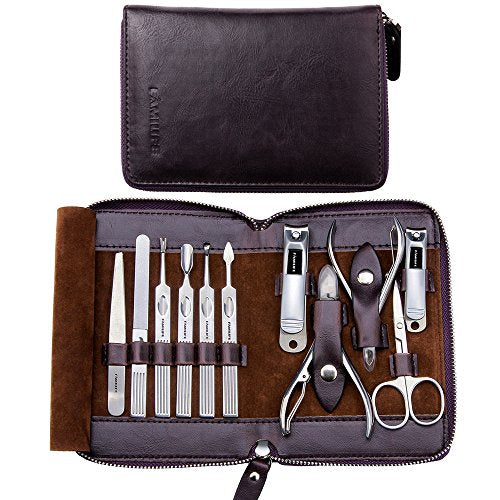 Manicure Set, FAMILIFE Nail Clippers Set Professional Manicure Kit 11 in 1 Stainless Steel Pedicure Tools Kit Grooming Kit and Gifts for Men, FAMILIFE Manicure Set Nail Clippers Pedicure Kit Manicure
