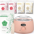 KOTAMU Pink Digital Waxing Kit with 1lb Aloe Wax Beads, Wax Kit for Women Men Sensitive Skin, Thick Hair Formula Wax Beans, For Facial, Arms, Bikini, Brazilian, Legs Hair Removal