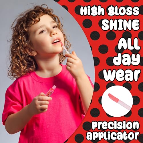 Miraculous 7pc Lip Gloss Set - Zag Heroez Lipgloss Collection Featuring Exciting Fruit Flavors & Precision Applicator Lip Gloss Tubes With Wand