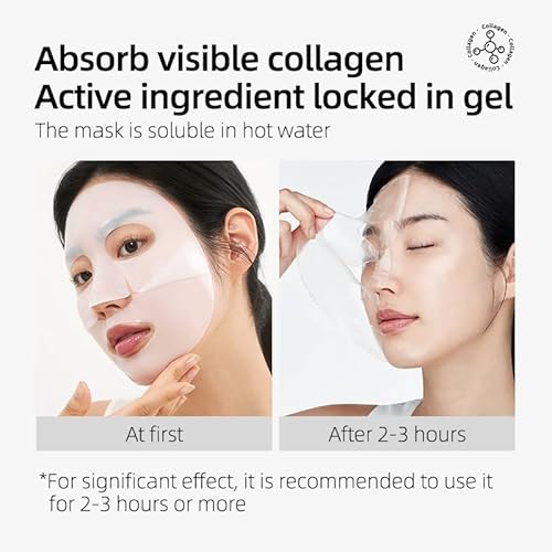Deep Collagen Anti Wrinkle Lifting Face Mask ? 5 Pack, 28g Each ? Firming, Brightening, Hydrating Sheet Mask with 83% Low Molecular Collagen for Anti-Aging and Skin Tightening