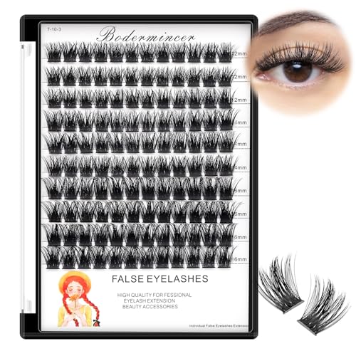 Bodermincer Lash Clusters D Curl Black/Brown/Colored Lashes 10-12-14/12-14-16/16-18-20mm Mixed Lash Clusters Kit For Beginner (M01# 12-14-16mm Mixed)