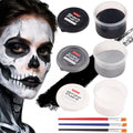 White Black Silver Face Body Paint with 3 Brushes, 60g(2.1 oz) Face Painting Set, Non-Toxic, Water Based Makeup for Halloween, Party, SFX, Cosplay, Theater