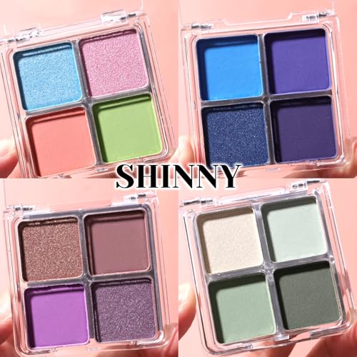 4 Colors Navy Blue Eyeshadow Makeup Palette Makeup, Blendable Long-lasting Matte Shimmer Eyeshadow Palette Eye Makeup Kit for Women Girls, paleta de sombras de ojos #3