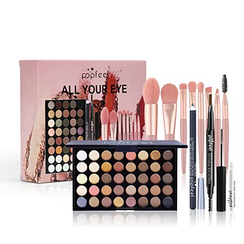 Makeup Kit All-in-one Girls Makeup Gift Set for Women Full Starter Cosmetics Kit, Include Eye Brushes Set, Eyeshadow Palette, Eyebrow Pencil, Mascara, Eyeliner Pencil