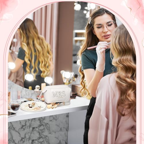 Personalized Initial Bridal Mrs Wedding Slippers Bride Wedding Ceramic Jewelry Tray Mrs White Pearl Letter Makeup Bag Claw Hair Clip Bridal Hair Tie for Women(Letter K)