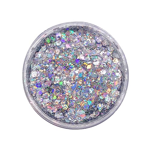 Silver Holographic - Body Glitter Gel for Body, Face, Hair - Vegan & Cruelty Free - Electric Bliss Beauty (Holographic Silver)
