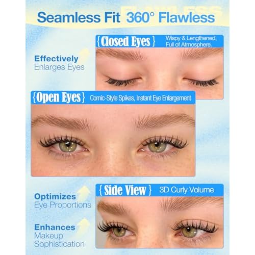 Self Adhesive Lash Clusters 10-14MM Short Self Adhesive Eyelashes Wispy Eyelash Clusters Pre Glued Manga Cluster Lashes Spiky Natural Individual lashes CD Curly Press On Lashes by Lvmixwig