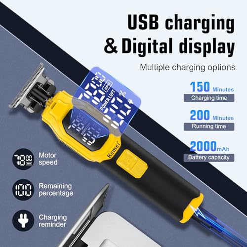 KEMEI Professional 3-in-1 Complete Grooming Tools for Men, Cordless Beard Trimmer, Electric Facial, Ear & Nose Trimmer, Rechargeable Hair Clippers, Gifts for Men
