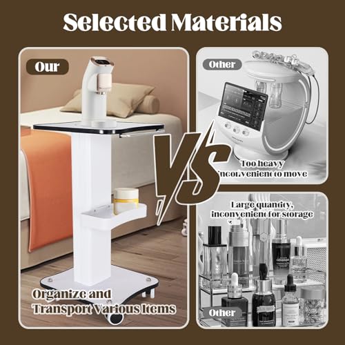 Beauty Salon Trolley with Wheels, Esthetician Rolling Cart, 3-Tier Storage with Lockable Casters for Beauty Equipment, Salon & Spa Use, Load Capacity 88 lbs