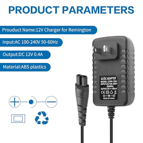 YAODHAOD 12V 0.4A Replacement Charger for Shaver F5-5800 F5800 F5790 F4790 R5150 R6130 R-6150 MS2-390 MS3-2700 MS680 R9100 Electric Razor Power Cord Adapter