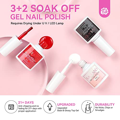 SAVILAND Acrylic Nail Kit for Beginners: Professional Nail Kit Acrylic Set with Everything Nail Drill Acrylic Powder Monomer Liquid Gel Nail Polish U V Nail Light Christmas Gift Home Extension