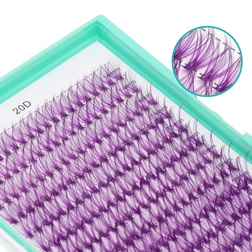 Bodermincer 7D/10D/20D/30D/40D/50D/60D/80D/100D Lash Cluster 240pcs D Curl Individual Cluster Eyelashes Fluffy false Eyelashes Extension Lash Cluster DIY at Home (20D Purple-14-16-18mm MIX)