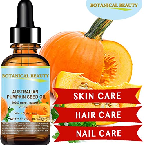 Botanical Beauty Australian PUMPKIN SEED OIL Pure Natural Virgin Unrefined Cold Pressed Carrier Oil. 2 Fl.oz.- 60 ml. for Face, Skin, Hair, Lip, Nails