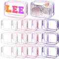 15 Pcs Clear Makeup Bag with Zipper PVC Toiletry Bag Portable Waterproof Make up Pouches Clear Makeup Case Organizer for Women Travel Toiletries Bathroom Organizing (Pink and Purple)