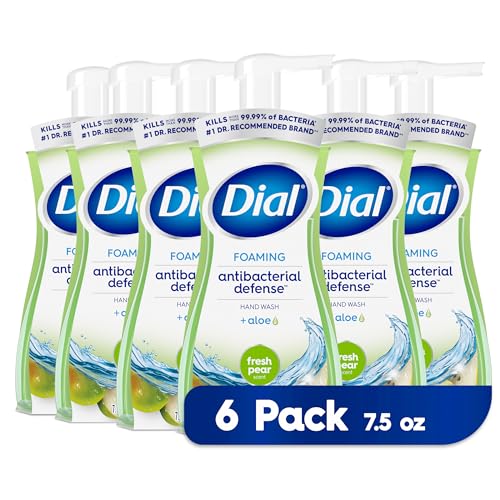 Dial Antibacterial Foaming Hand Wash, Fresh Pear, 7.5 fl oz Pack of 6 & Antibacterial Foaming Hand Soap Refill, Fresh Pear, 52 fl oz