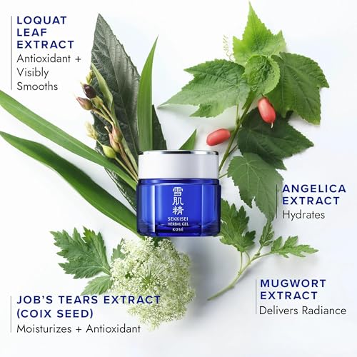 SEKKISEI Herbal Gel, Multi-Purpose 6 in1 benefits Hydrating Gel Moisturizer & Mask, 2.8 Ounce
