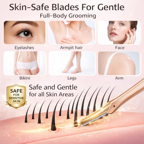 20 Pack Replacement Blades Compatible with Tweezerman Facial Razor,Stainless Steel Face Razor Refills for Women, Peach Fuzz Remover & Exfoliating Razor Blades for Smooth, Radiant Skin