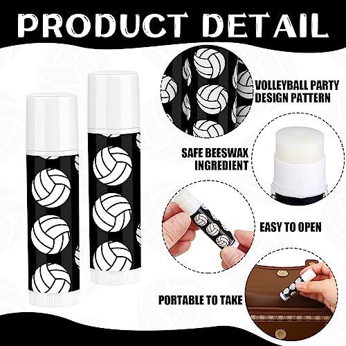 24 Pcs Volleyball Lip Balm Volleyball Team Gifts Volleyball Party Favors Volleyball Lip Balm Gift for Volleyball Team Volleyball Party Guest Supplies(Black)
