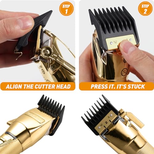 8 Pack Premium Clipper Guards Fit for BaBylissPRO Barberology FX870, FX890, FX825, and FX673 Clippers, Replacement Guards with Metal Clip - From 1/16-3/4 inch Snap on Comb Set for Babyliss Clippers
