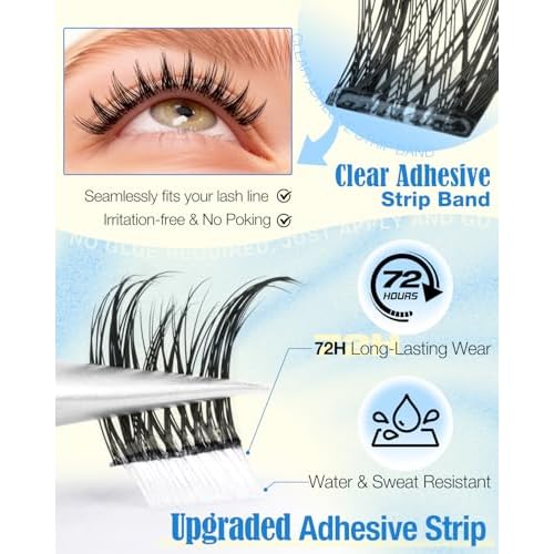 Self Adhesive Lash Clusters 10-14MM Short Self Adhesive Eyelashes Wispy Eyelash Clusters Pre Glued Manga Cluster Lashes Spiky Natural Individual lashes CD Curly Press On Lashes by Lvmixwig