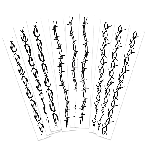 Barbed Wire Temporary Tattoos/Classic & Multi Pack Style Options to Choose From/Removable/Great for Halloween & Costume Parties or to try placement for a permanent tattoo (Multi Pack 3 Styles)