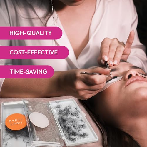 Eyesy Lash 500 Promade Fans - Volume Premade Lash Fans for Eyelash Extensions Pointy Base Handmade Loose Pre Made Eyelashes Middle Stem Soft and Lightweight (5D 0.07 D 12mm)