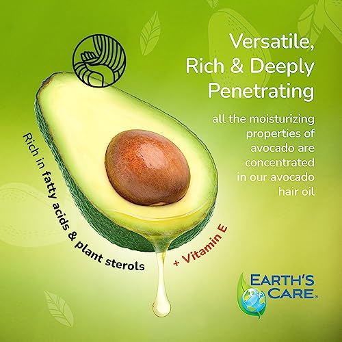 Earth¡¯s Care Avocado Oil - Avocado Oil for Hair and Skin with Vitamin E, Glass Bottle, 8 FL. OZ.