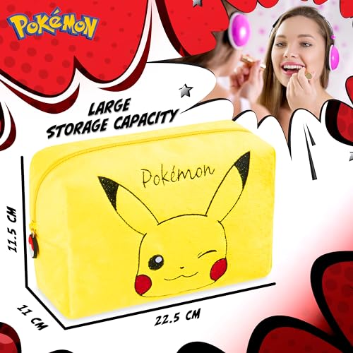 Pokemon Makeup Bag for Women Men and Kids Pikachu Cosmetic Bag Travel Wash Bag Holiday Accessories - Gifts for Women