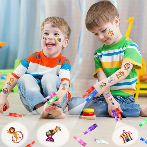 72 PCS Carnival Party Favors ? 48 PCS Luminous Tattoos & 24 PCS LED Finger Lights Combo ? Birthday Goodie Bag Fillers, Party Supplies, Gifts Light Up Toys Glow In The Dark for Boys and Girls