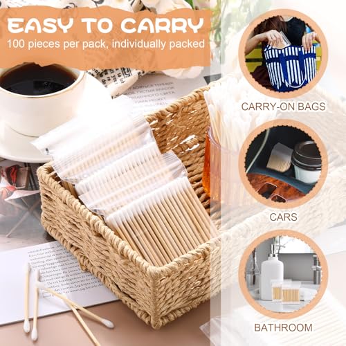 Dunzy 20000 Pcs Bamboo Cotton Swabs Bulk 2.76 Inch Double Round Cotton Swabs with Wooden Sticks Travel Size for Ears Makeup Daily Cleaning Pet Care Arts Crafts