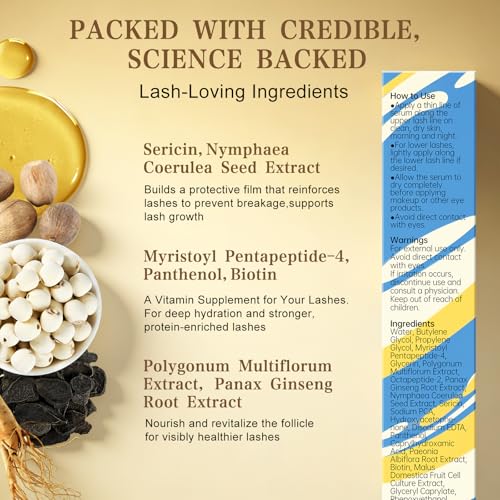 Lash Serum for Eyelash Growth, Peptide Infused Formula - Visible Results in 7 Days Rapid Eyelash Growth Serum to Boost Longer Fuller and Thicker Looking Lashes for Sensitive Eyes (3 mL)