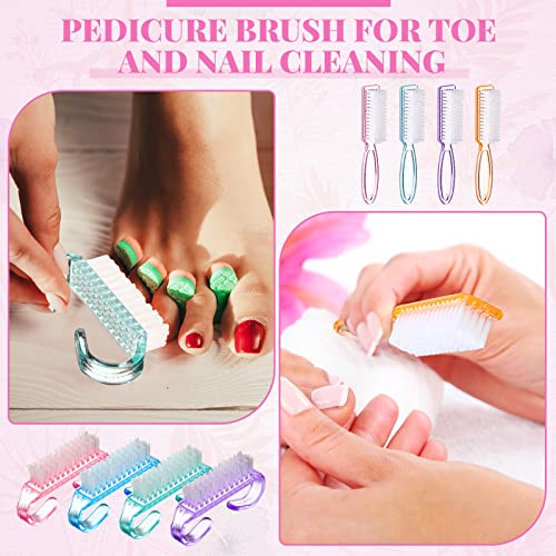 Patelai 100 Pcs Handle Grip Nail Brush Bulk Colorful Nail Scrubber Fingernail Brushes Hand Toes Cleaning Brushes Pedicure Scrubbing Tool for Men and Women, Multicolor Brush